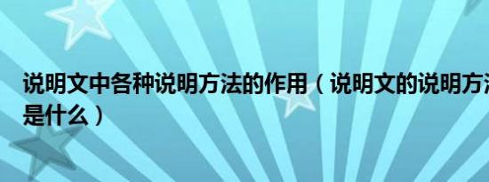 说明文中各种说明方法的作用（说明文的说明方法及其作用是什么）