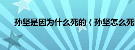 孙坚是因为什么死的（孙坚怎么死的）