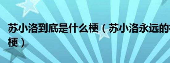 苏小洛到底是什么梗（苏小洛永远的神是什么梗）