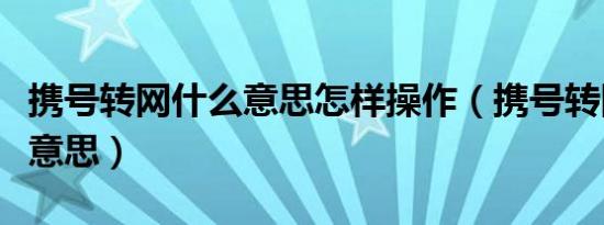 携号转网什么意思怎样操作（携号转网是什么意思）