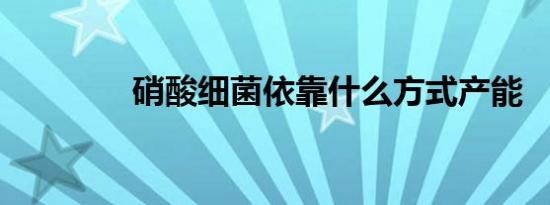 硝酸细菌依靠什么方式产能