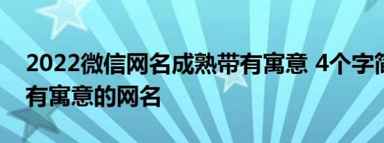 2022微信网名成熟带有寓意 4个字简单气质有寓意的网名