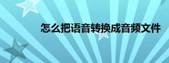 怎么把语音转换成音频文件