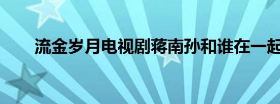 流金岁月电视剧蒋南孙和谁在一起了