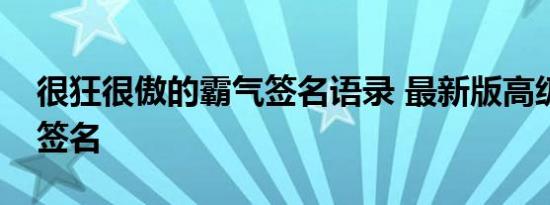 很狂很傲的霸气签名语录 最新版高级的霸气签名