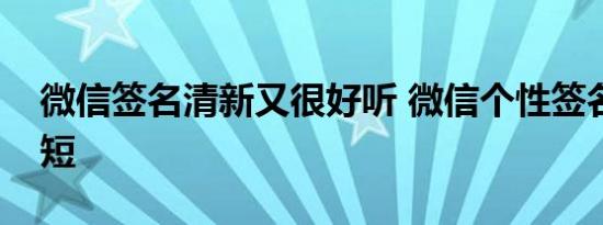 微信签名清新又很好听 微信个性签名文艺简短