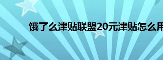 饿了么津贴联盟20元津贴怎么用