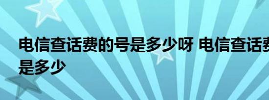 电信查话费的号是多少呀 电信查话费的号码是多少 