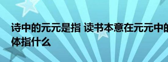 诗中的元元是指 读书本意在元元中的元元具体指什么 