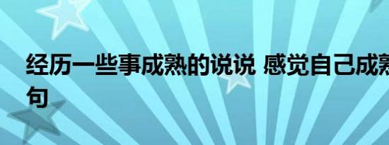 经历一些事成熟的说说 感觉自己成熟了的短句