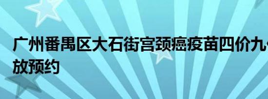 广州番禺区大石街宫颈癌疫苗四价九价几点开放预约