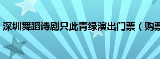 深圳舞蹈诗剧只此青绿演出门票（购票入口）