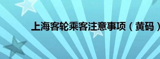 上海客轮乘客注意事项（黄码）