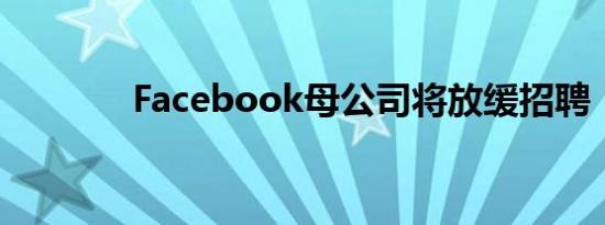 Facebook母公司将放缓招聘