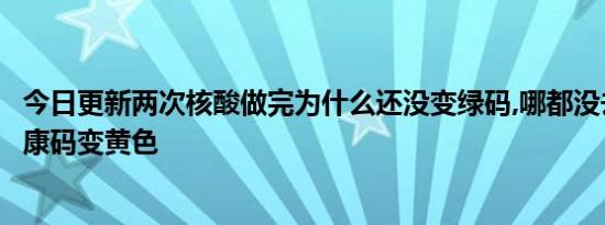 今日更新两次核酸做完为什么还没变绿码,哪都没去为什么健康码变黄色