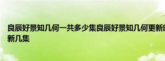 良辰好景知几何一共多少集良辰好景知几何更新时间几点更新几集