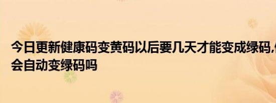 今日更新健康码变黄码以后要几天才能变成绿码,健康码黄码会自动变绿码吗