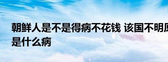 朝鲜人是不是得病不花钱 该国不明原因发热是什么病