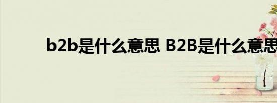 b2b是什么意思 B2B是什么意思 