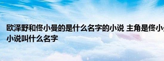 欧泽野和佟小曼的是什么名字的小说 主角是佟小曼欧泽野的小说叫什么名字 