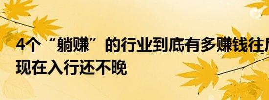 4个“躺赚”的行业到底有多赚钱往后更吃香现在入行还不晚