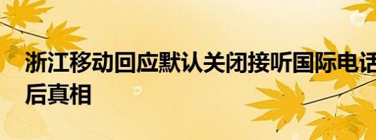 浙江移动回应默认关闭接听国际电话 揭晓背后真相