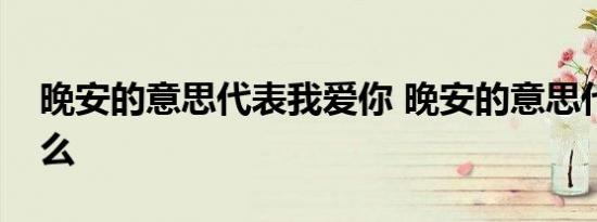 晚安的意思代表我爱你 晚安的意思代表着什么 