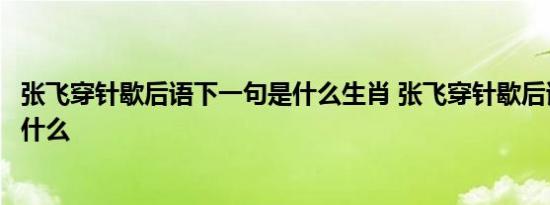 张飞穿针歇后语下一句是什么生肖 张飞穿针歇后语下一句是什么 