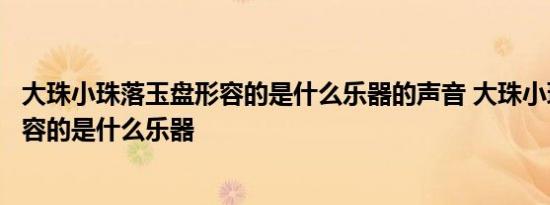 大珠小珠落玉盘形容的是什么乐器的声音 大珠小珠落玉盘形容的是什么乐器 