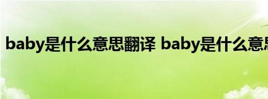 baby是什么意思翻译 baby是什么意思英文 