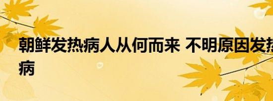 朝鲜发热病人从何而来 不明原因发热是什么病