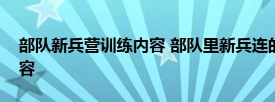 部队新兵营训练内容 部队里新兵连的训练内容 