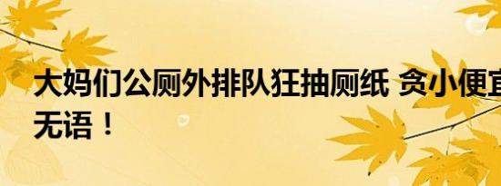 大妈们公厕外排队狂抽厕纸 贪小便宜令人很无语！