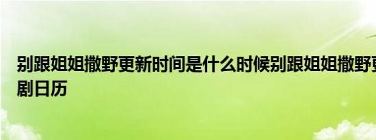 别跟姐姐撒野更新时间是什么时候别跟姐姐撒野更新时间追剧日历