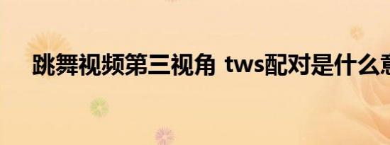 跳舞视频第三视角 tws配对是什么意思 