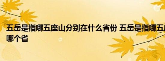 五岳是指哪五座山分别在什么省份 五岳是指哪五座山分别在哪个省 