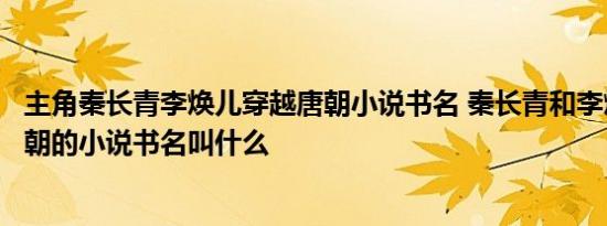 主角秦长青李焕儿穿越唐朝小说书名 秦长青和李焕儿穿越唐朝的小说书名叫什么 