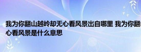 我为你翻山越岭却无心看风景出自哪里 我为你翻山越岭却无心看风景是什么意思 