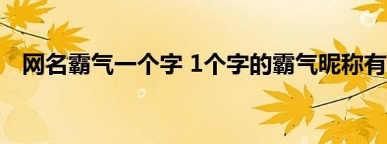 网名霸气一个字 1个字的霸气昵称有哪些 