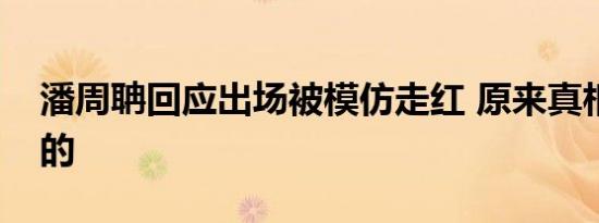 潘周聃回应出场被模仿走红 原来真相是这样的