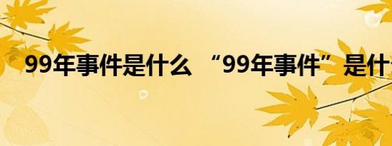 99年事件是什么 “99年事件”是什么梗 