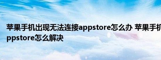 苹果手机出现无法连接appstore怎么办 苹果手机无法连接appstore怎么解决 