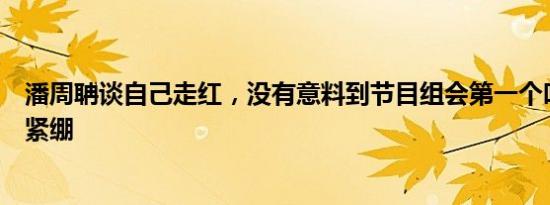 潘周聃谈自己走红，没有意料到节目组会第一个叫他，有些紧绷