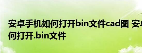 安卓手机如何打开bin文件cad图 安卓手机如何打开.bin文件 