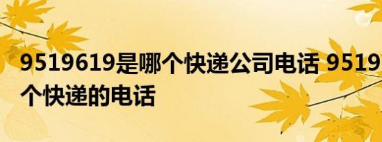 9519619是哪个快递公司电话 9519619是哪个快递的电话 