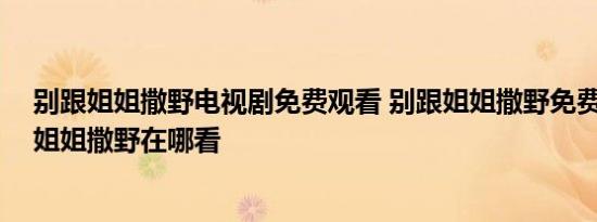 别跟姐姐撒野电视剧免费观看 别跟姐姐撒野免费观看 别跟姐姐撒野在哪看