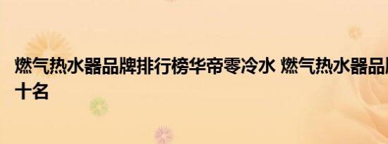 燃气热水器品牌排行榜华帝零冷水 燃气热水器品牌排行榜前十名 