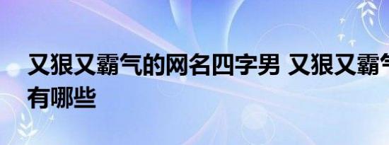 又狠又霸气的网名四字男 又狠又霸气的网名有哪些 