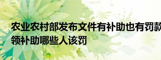 农业农村部发布文件有补助也有罚款 哪些人领补助哪些人该罚