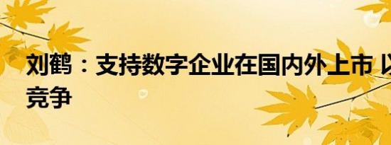 刘鹤：支持数字企业在国内外上市 以开放促竞争